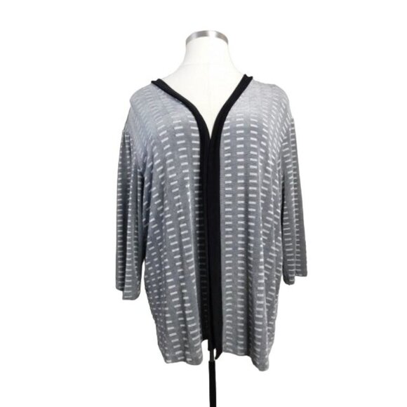 Slinky Brand Size 3X Black White Slinky Stretchy Plus Size Cardigan Top - Picture 1 of 2